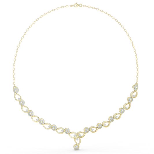1.75ctw Solid Gold Infinity Loop Diamond Necklace | Elegant Bridal Wave Choker