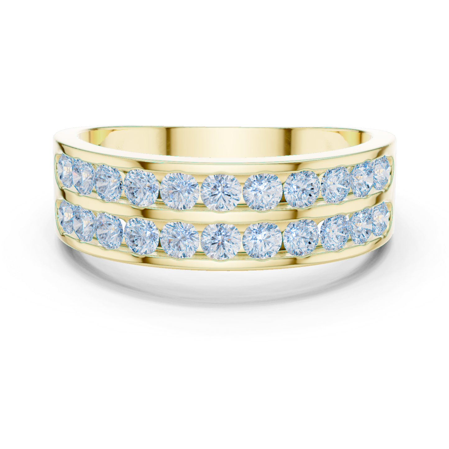 Yellow Gold Double Row Channel Set Diamond Wedding Ring 1.32CTW