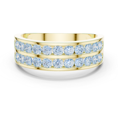 Yellow Gold Double Row Channel Set Diamond Wedding Ring 1.32CTW