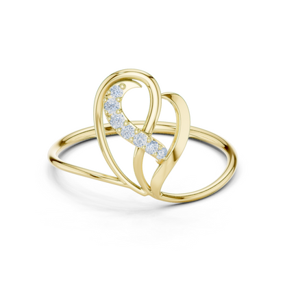 0.06 Carat Diamond Abstract Open Heart Ring | Yellow Gold