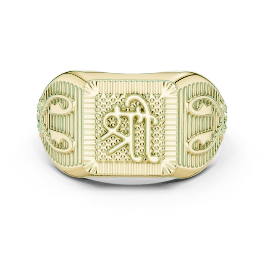 Yellow Gold Divine "Shree" Signet Ring