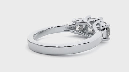 Trilune Beautiful Three Stone- 2.47 Ct Cushion Diamond Gold Ring