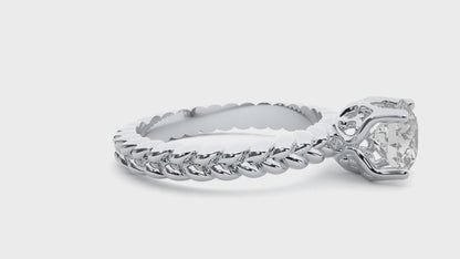 Iconique Blossom Glow Golden Band - 0.98 Ct Round Diamond Solitaire Ring