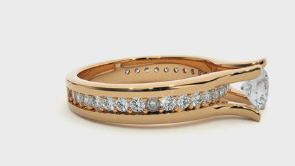 Lumière Beautiful Halo - 0.97 Ct Round Diamond Gold Ring