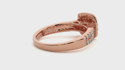 Lumière Beautiful Halo Ring- 0.95 Ct Round Diamond Gold Ring