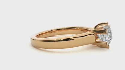 Iconique Vintage Crown Solitaire Yellow Gold Ring  - 1.29 Ct Round Diamonds