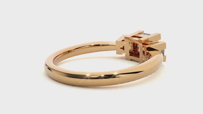 Trilune Beautiful Three-Stone - 1.00 Ct Round Diamond Gold Ring