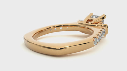 Trilune Beautiful Three-Stone - 1.72 Ct Round Diamond Gold Ring