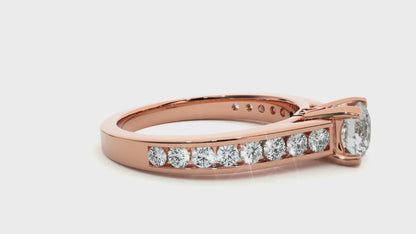 Lumière Beautiful Halo - 1.09 Ct Round Diamond Gold Ring