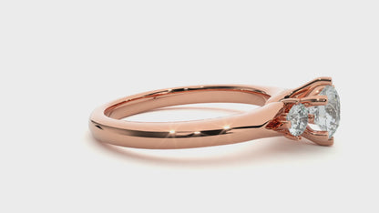 Trilune Beautiful Three-Stone - 0.73 Ct Round Diamond Gold Ring