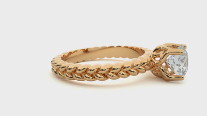 Iconique Blossom Glow Golden Band - 0.98 Ct Round Diamond Solitaire Ring