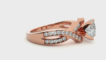 Iconique Beautiful Signature Design - 2.18 Ct Round Diamond Gold Ring