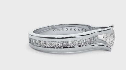 Lumière Beautiful Halo - 0.97 Ct Round Diamond Gold Ring