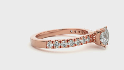 Lumière Beautiful Halo - 1.17 Ct Round Diamond Gold Ring