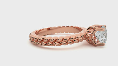 Iconique Blossom Glow Golden Band - 0.98 Ct Round Diamond Solitaire Ring