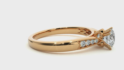 Lumière Beautiful Halo - 0.77 Ct Round Diamond Gold Ring