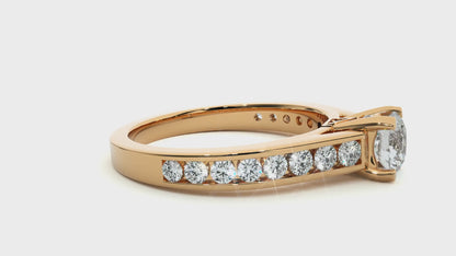 Lumière Beautiful Halo - 1.09 Ct Round Diamond Gold Ring