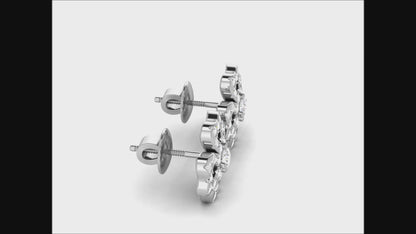 Floral Sparkle Diamond Stud Earrings In Rose gold - 0.86 Ct Round Brilliant Cut Diamonds