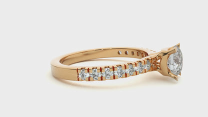 Lumière Beautiful Halo - 1.17 Ct Round Diamond Gold Ring