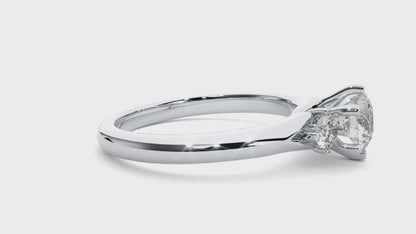 Trilune Beautiful Three-Stone - 0.73 Ct Round Diamond Gold Ring