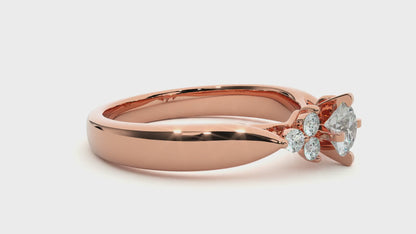 Lumière Beautiful Halo - 0.55 Ct Round Diamond Gold Ring