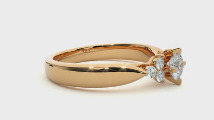 Lumière Beautiful Halo - 0.55 Ct Round Diamond Gold Ring
