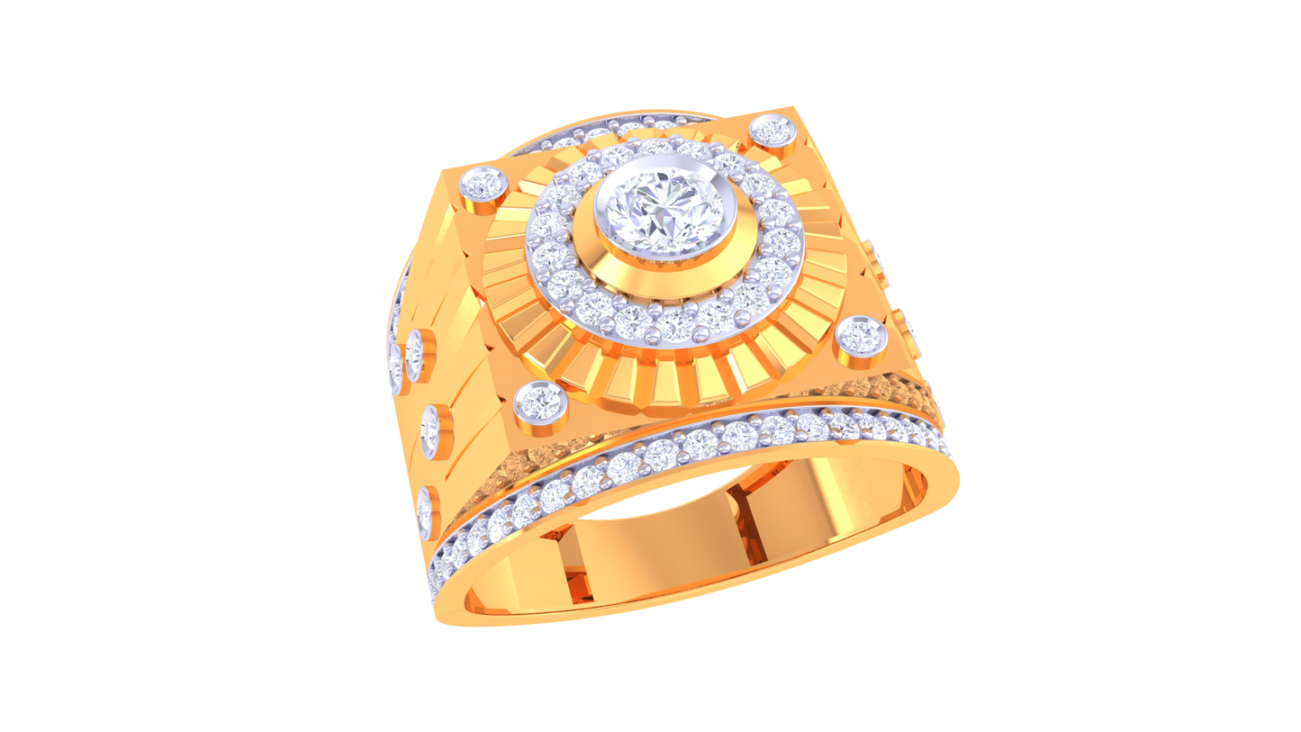 Éclat Sunbrust Halo Rayonne Gold Ring – 0.7 Ct Radiant Diamond