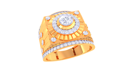 Éclat Sunbrust Halo Rayonne Gold Ring – 0.7 Ct Radiant Diamond