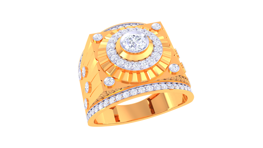Éclat Sunbrust Halo Rayonne Gold Ring – 0.7 Ct Radiant Diamond