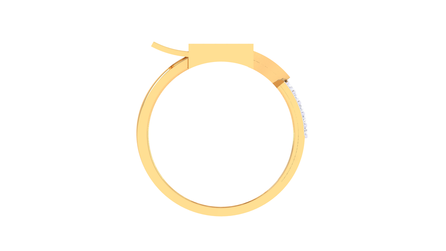 Lumiere Radiant Grid Gold Ring – 0.45 Ct Round Diamond