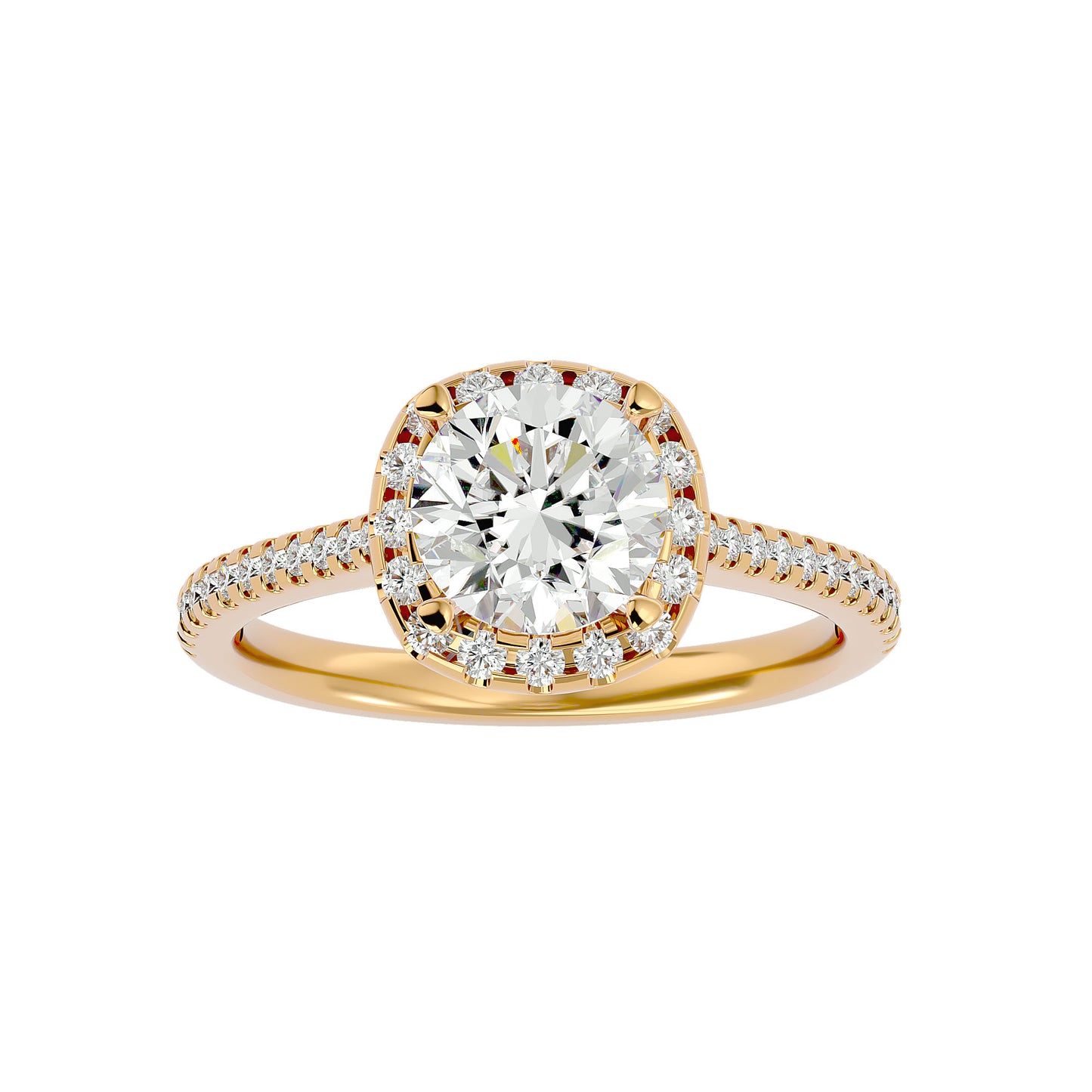 Lumière Beautiful Halo Ring- 1.94 Ct Round Diamond Gold Ring