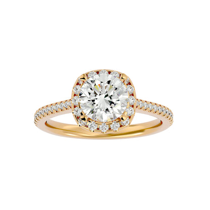 Lumière Beautiful Halo Ring- 1.94 Ct Round Diamond Gold Ring