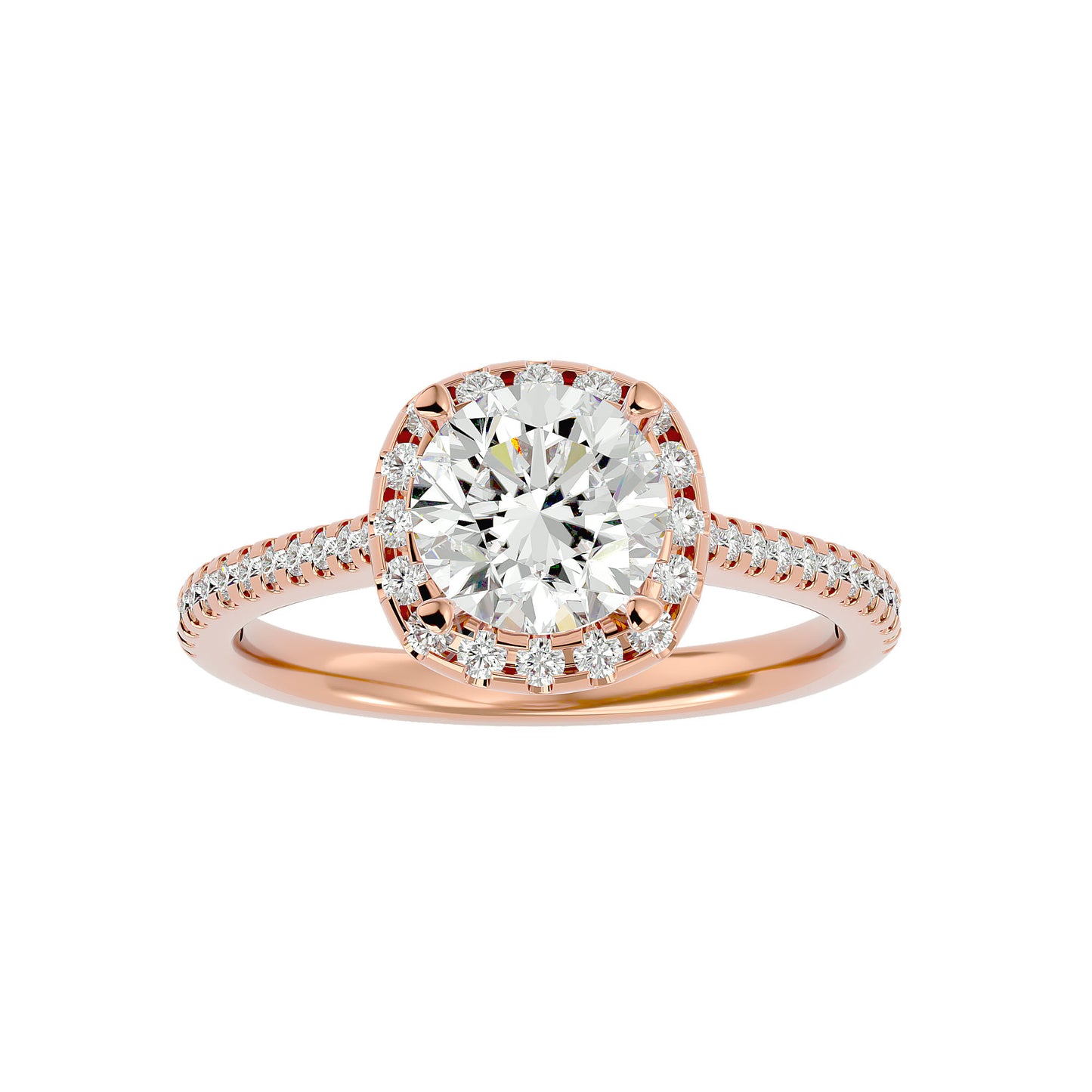 Lumière Beautiful Halo Ring- 1.94 Ct Round Diamond Gold Ring