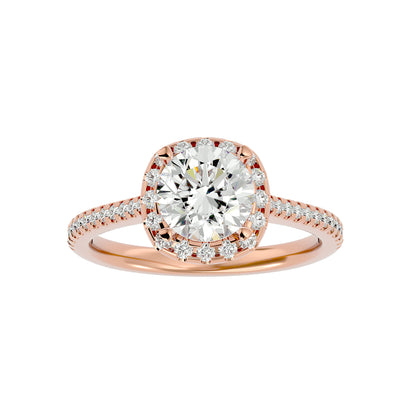Lumière Beautiful Halo Ring- 1.94 Ct Round Diamond Gold Ring