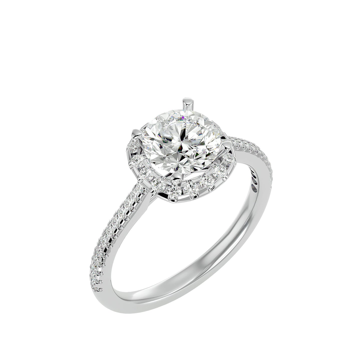 Lumière Beautiful Halo Ring- 1.94 Ct Round Diamond Gold Ring