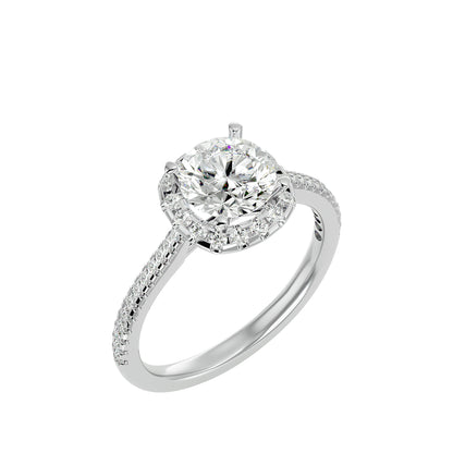 Lumière Beautiful Halo Ring- 1.94 Ct Round Diamond Gold Ring