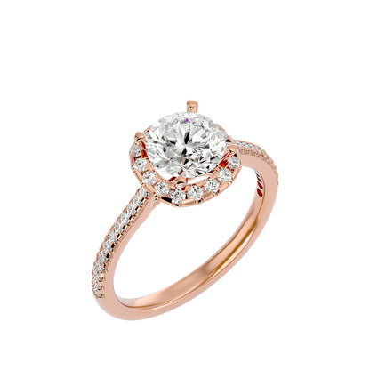 Lumière Beautiful Halo Ring- 1.94 Ct Round Diamond Gold Ring