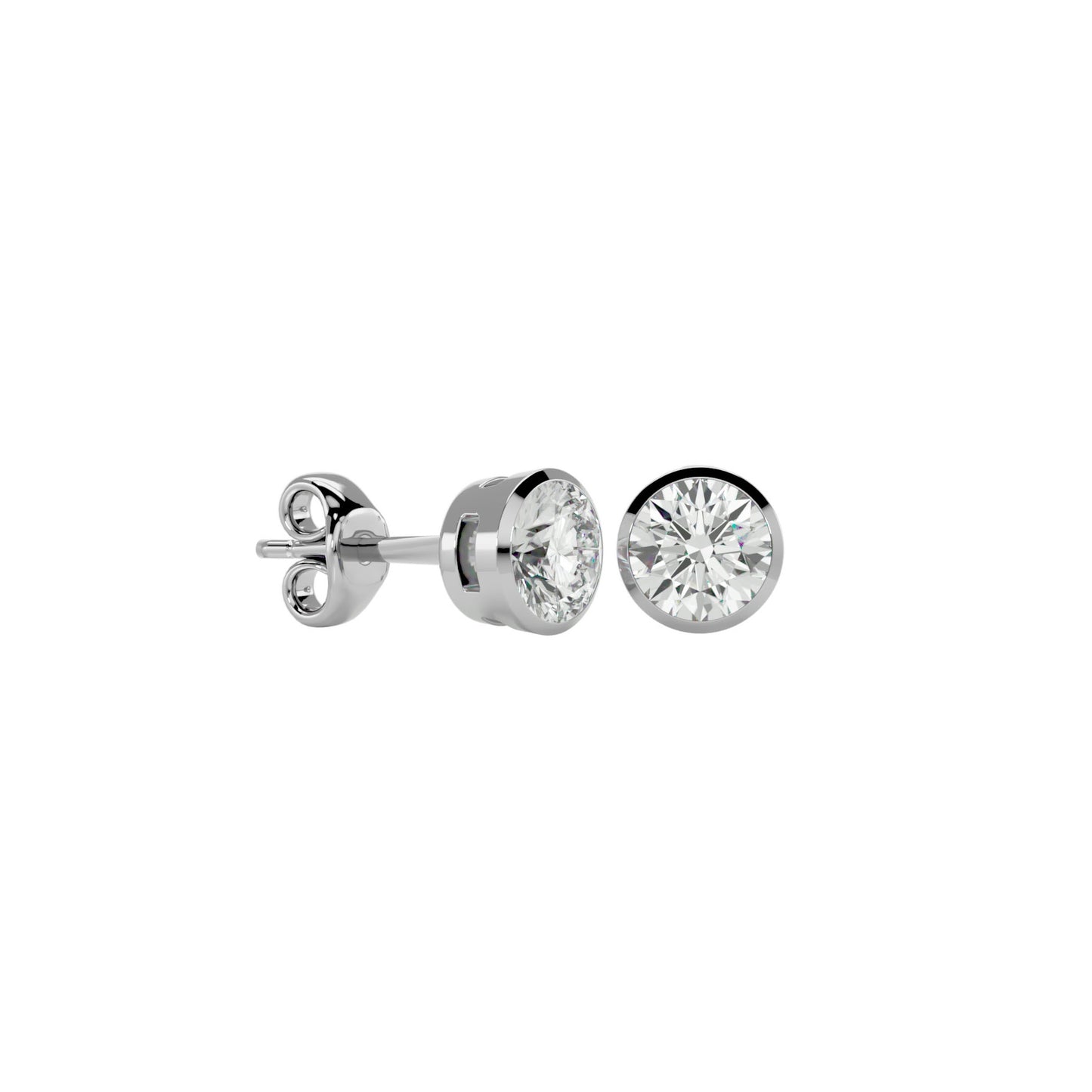 Golden Double Halo Cluster Stud Earrings  - 1.18 Ct Round Brilliant Cut Diamonds
