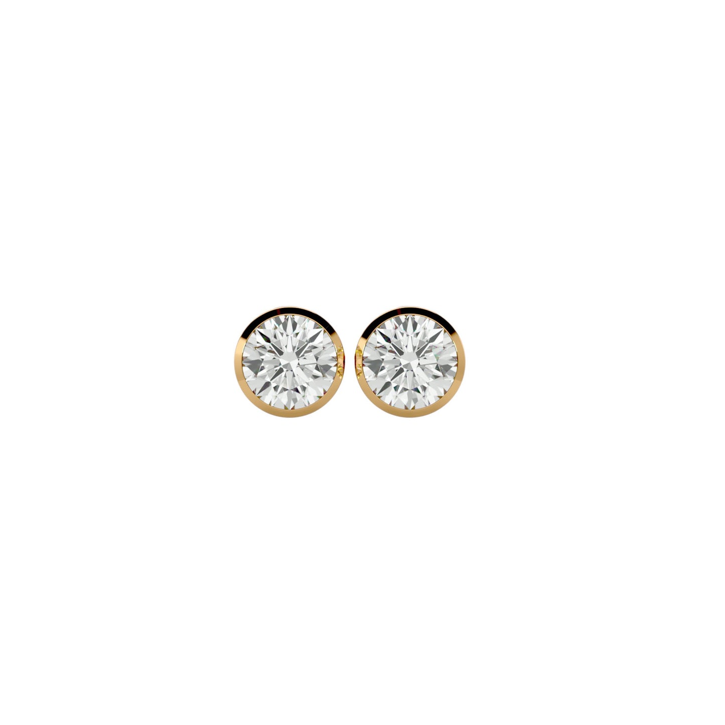 Golden Double Halo Cluster Stud Earrings  - 1.18 Ct Round Brilliant Cut Diamonds